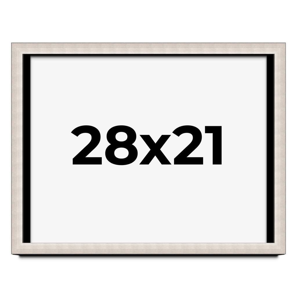 28x21 Shadow Box Frame Silver Real Wood Contemporary Shadowbox Display Frame UV Acrylic Front Acid Free Backing and Hardware