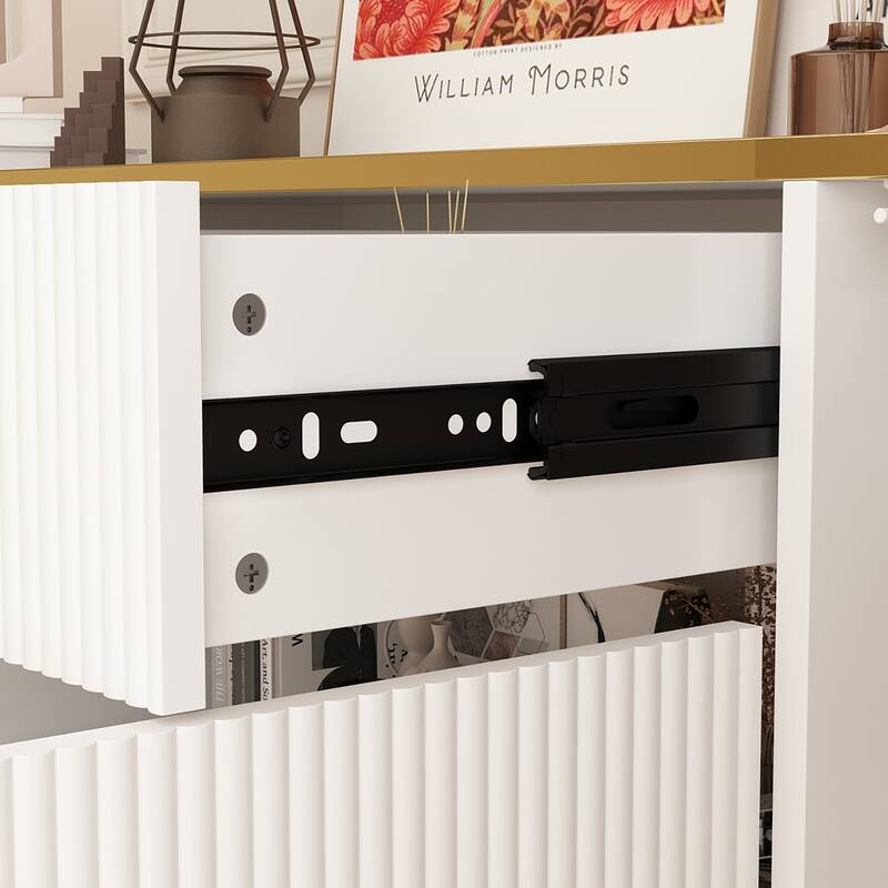 Timechee 4 Doors Kitchen Sideboard 2 Top Drawers Accent Storage Cabinet