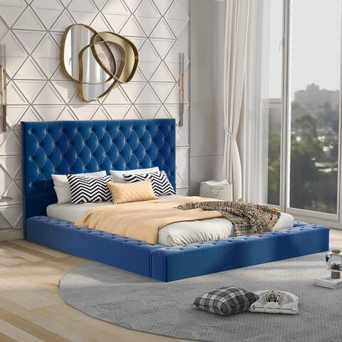 Nestfair Upholstery Platform Bed with Side Storage Space