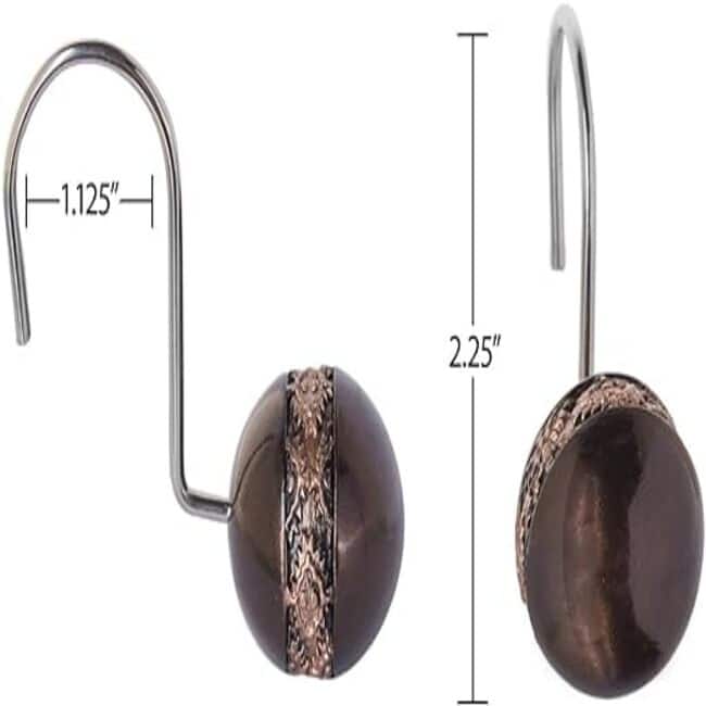 Creative Scents Dublin Brown Shower Curtain Hooks - Set of 12