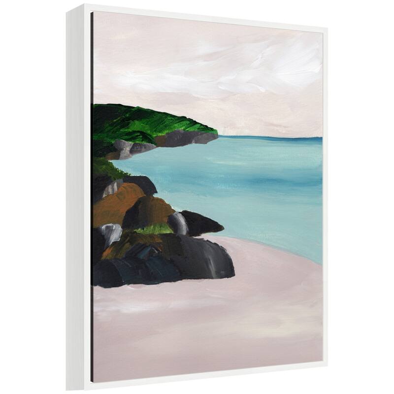 Kate and Laurel Sylvie Seascape Framed Canvas by Nikita Jariwala - 23x30 - White