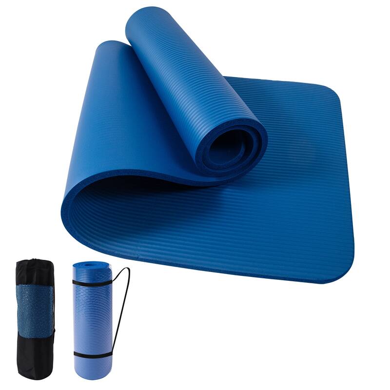 Pro Space High Density Yoga Mat 72 in. L x 24 in. W x 0.6 in. Pilates Exercise Mat Non Slip (12 sq. ft.) - Blue