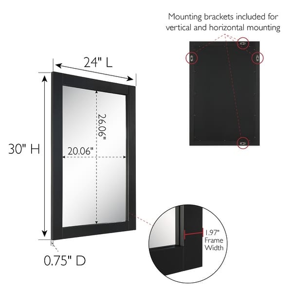 dimension image slide 0 of 2, Shorewood Square Bathroom Soft Matte Black Mirror