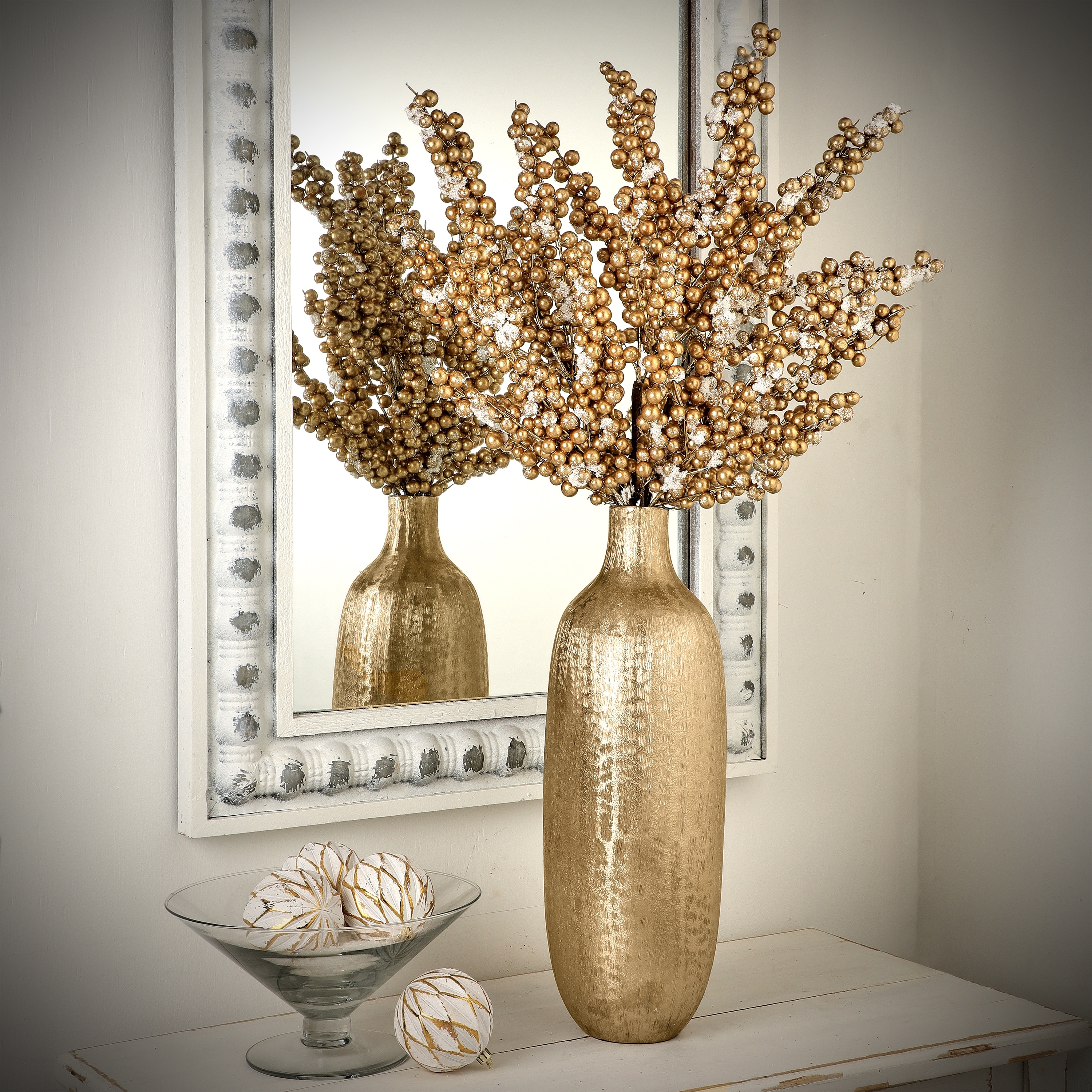 29" Snow Crusted Metallic Berry Cluster Spray Set of 4