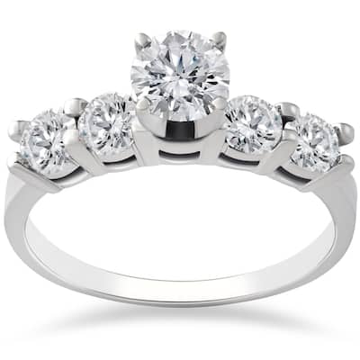 1ct Diamond Engagement Ring Five Stone White Gold