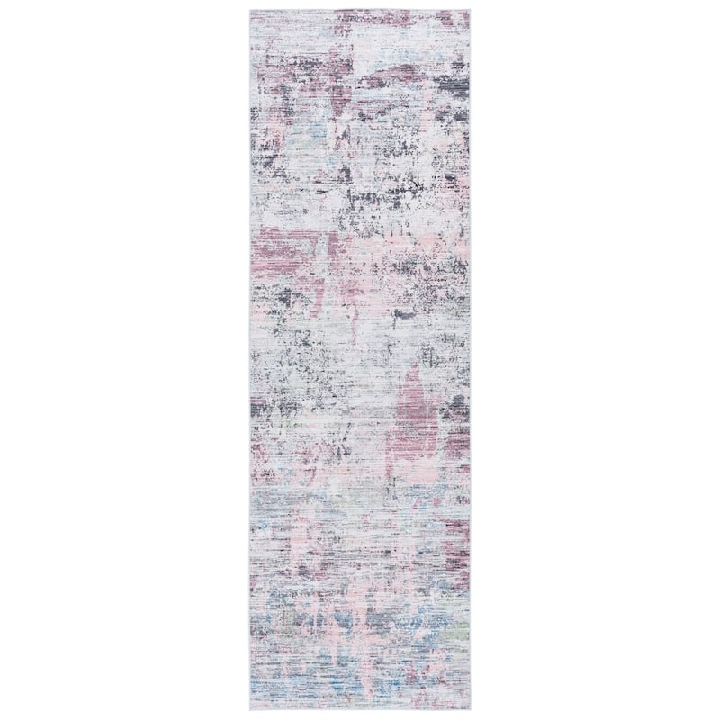 SAFAVIEH Tacoma Machine Washable Slip Resistant Aristeia Modern Abstract - 2' 6" x 8' - Plum/Green - Runner