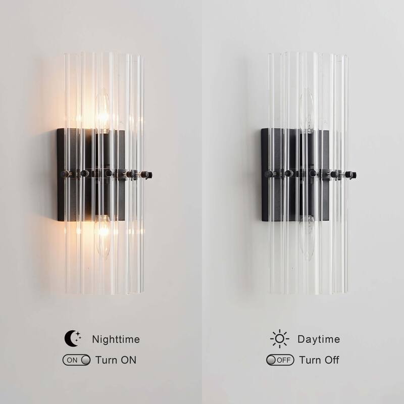 Casandra 2-Light Crystal Glass Bar Wall Sconce - 6 inches W x 15 inches H x 4 inches D