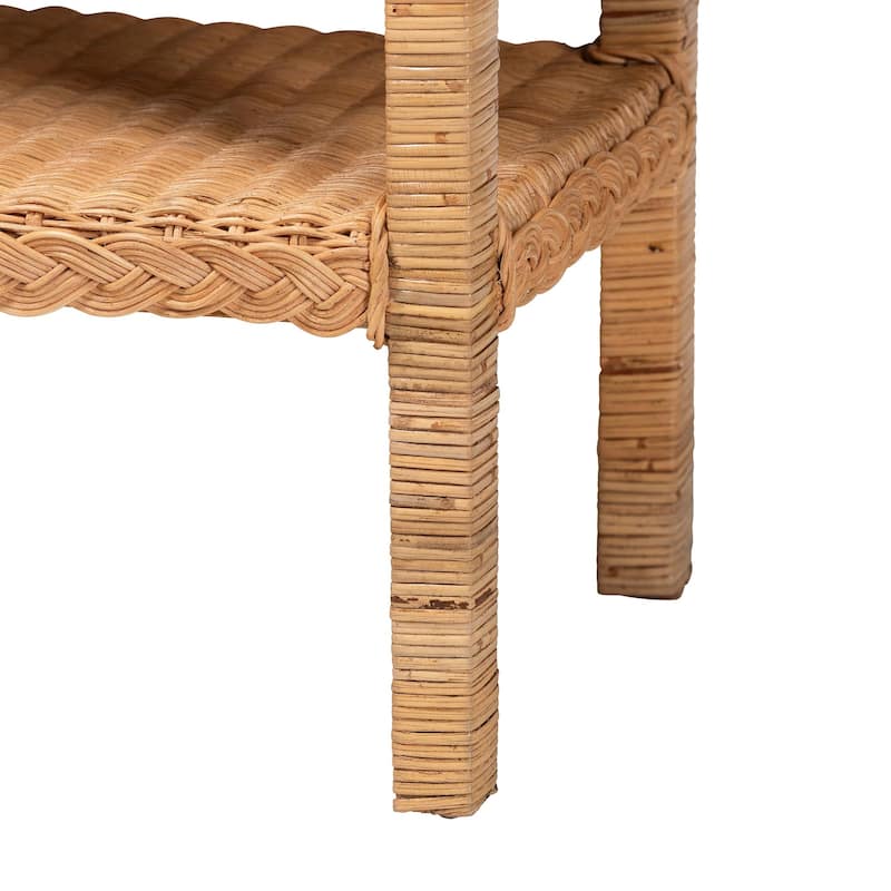 Minahasa Bohemian Light Honey Braided Rattan Side Table