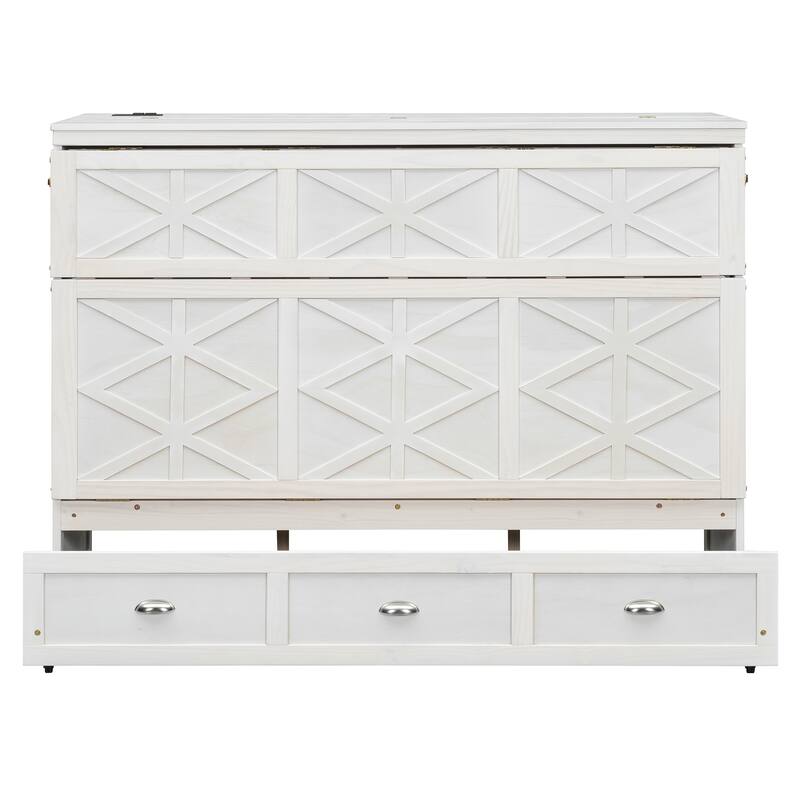 Queen Size Murphy Bed with Large Drawers and Charging Station