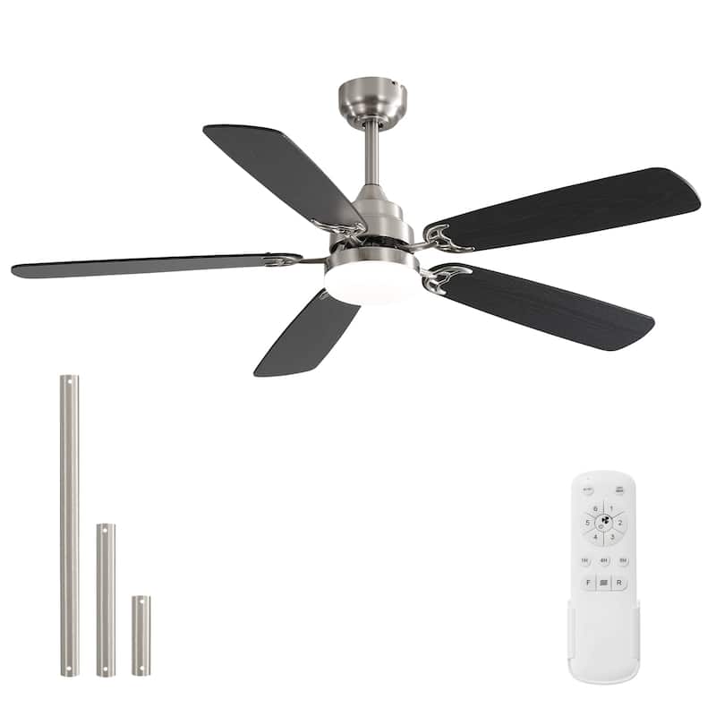 48" and 52" Integrated LED Ceiling Fan with Light and Remote, Reversible DC Motor - 52 Inch #52K131 - Silver and Double Side Blade