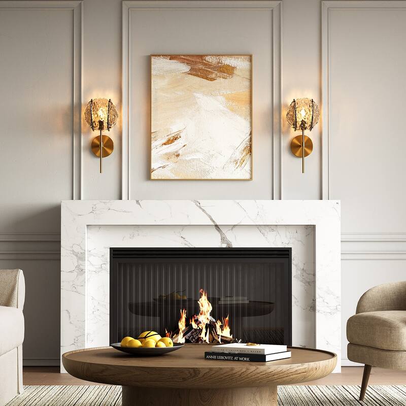 Iron Glass Mini 5.9"W Armed Sconce - N/A