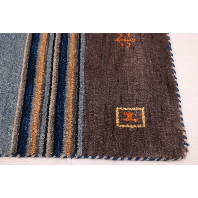 ECARPETGALLERY Hand Loomed Kashkuli Gabbeh Dark Blue Wool Rug - 6'10 x 9'9