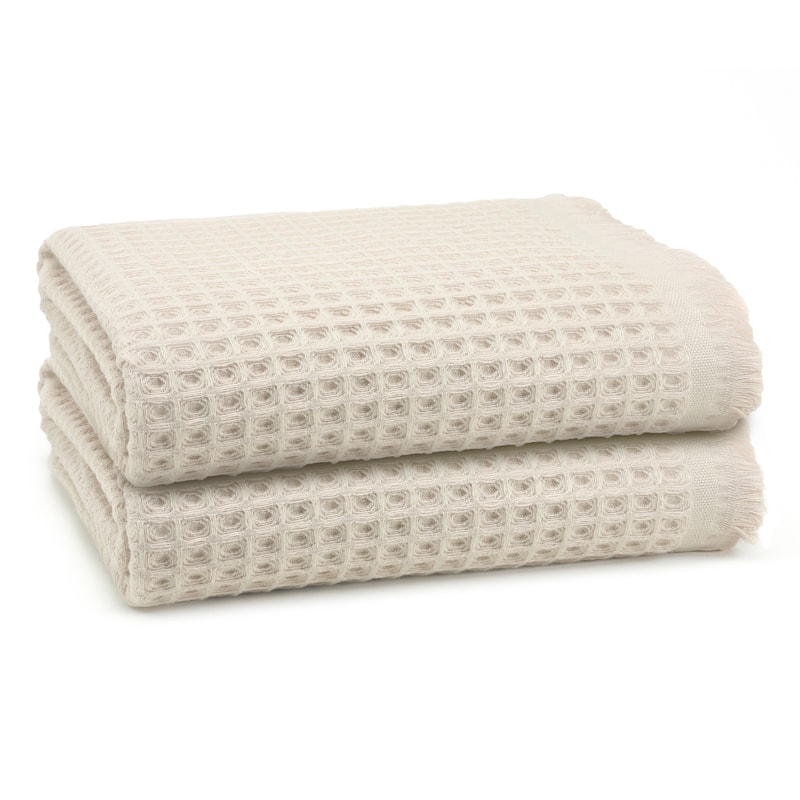 East'N Blue Lycia Turkish Cotton Waffle Bath Towel (Pack of 2) - Eggnog