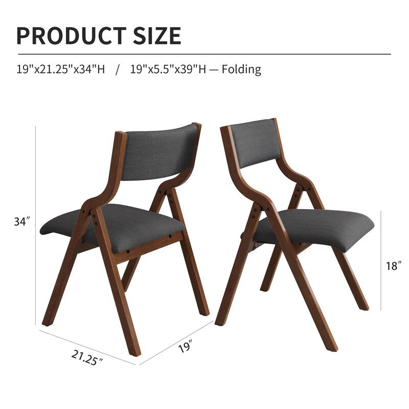 Upholstered Folding Dining Chair, Space Saving, Easy To Carry, Dining Room, No Assembly Required, 2-Pack