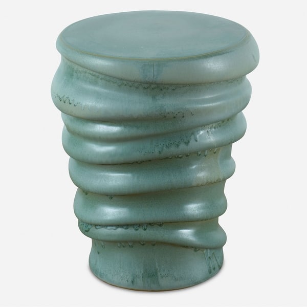 slide 2 of 3, Curled Outdoor Garden Stool - 17.75" - Aqua