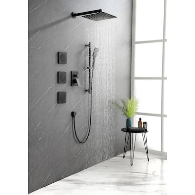 12 in. 3-Jet with Slide Bar Hand-Shower and Pressure Balance valve