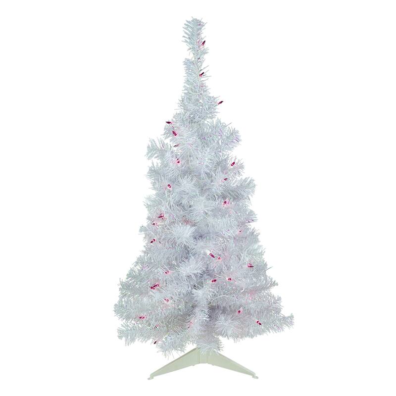 3' Rockport White Pine Artificial Christmas Tree, Purple Lights - 3 Foot