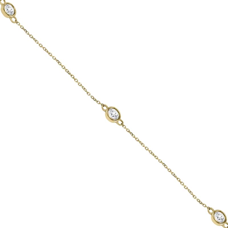 Marquee 2 Carat TW Bezel Set Diamond Station Necklace in 14K Yellow Gold