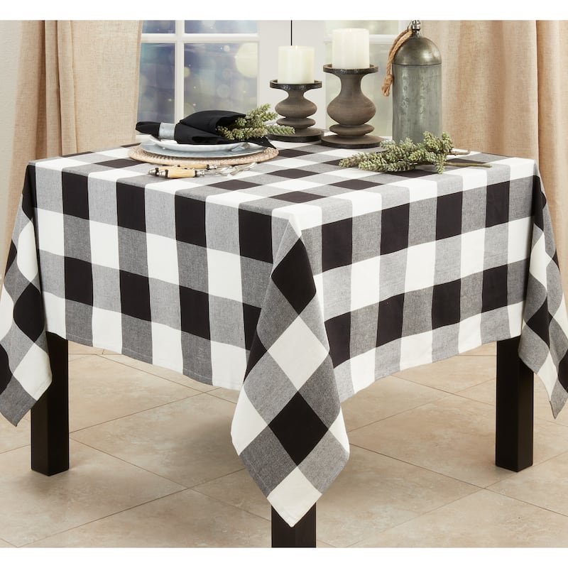 Cotton Tablecloth With Buffalo Plaid Design