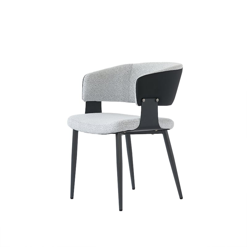 Modern Upholstered Dining Chairs with Wing Back and Black Metal Tapered Legs (Set of 2) - N/A