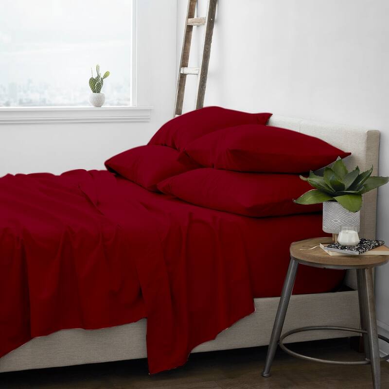 Premium Home Collection Microfiber Soft Cooling Bed Sheet Set - 6 Piece Set - Full - Burgundy
