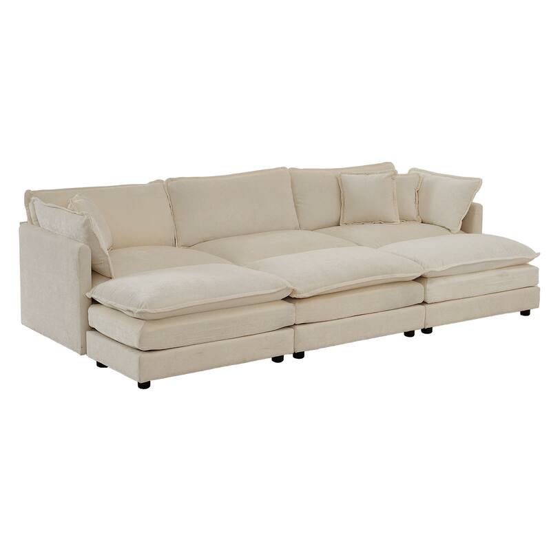 Modern Modular Sectional Sofa with Chenille Upholstery and Configurable Cushions for Living Room and Guest Room