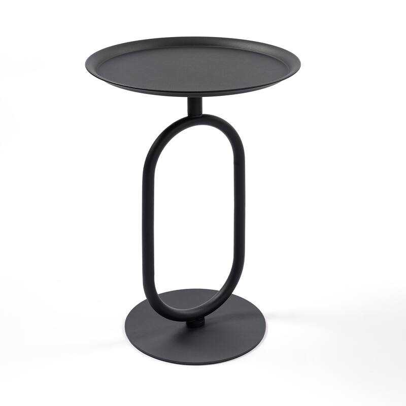 Lantern-shaped Metal End Table, Small Round Side Table, Modern Coffee Drink Cocktail Table