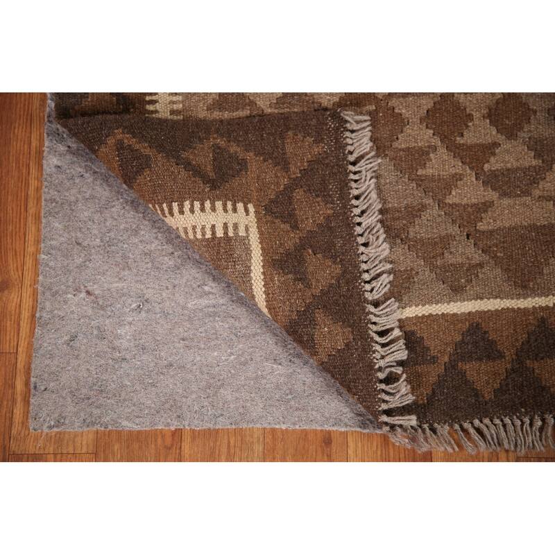 Hand-woven Geometric Kilim Rug Reversible Wool Foyer Carpet - 3'3" x 5'1"