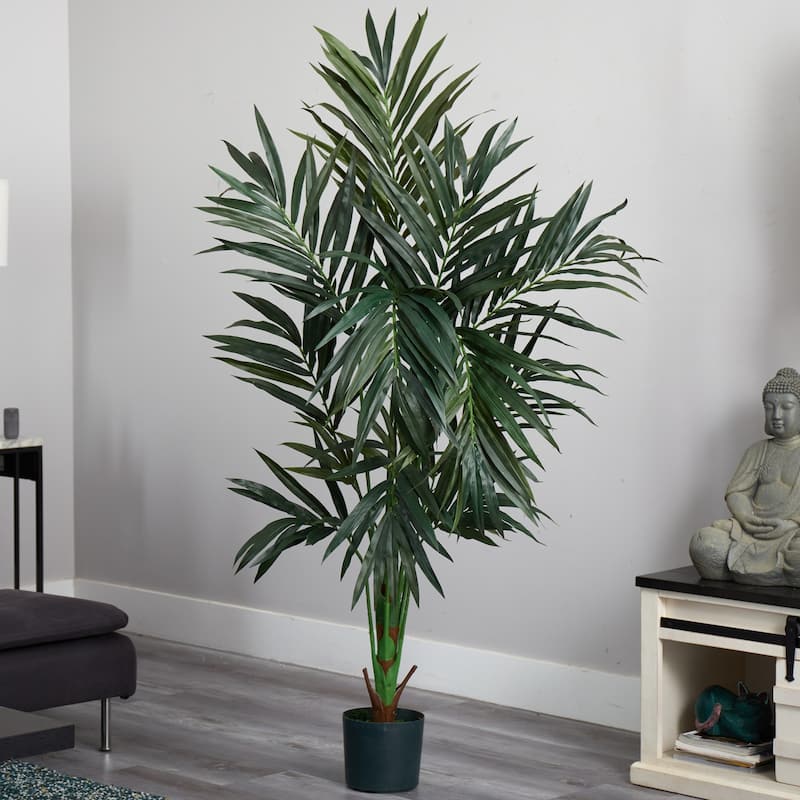 Tall Kenta Palm Tree - 6Ft Indoor Tropical Decor - Lush Green Faux Plant for Home Office Living Room - 6ft.