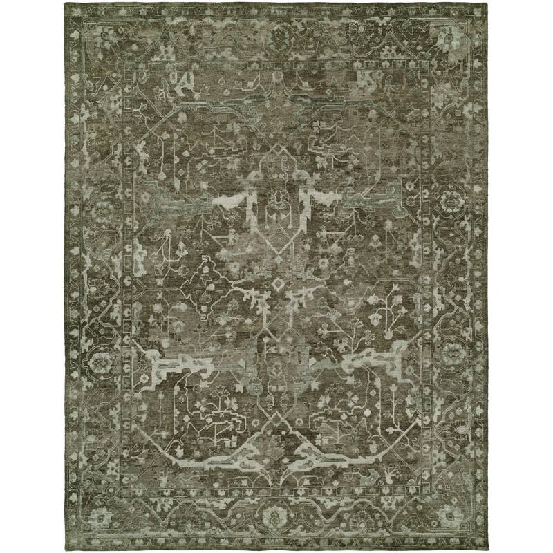 Modern Grey Hand-Knotted Wool & Viscose Area Rug - 2'6" x 10' - Grey