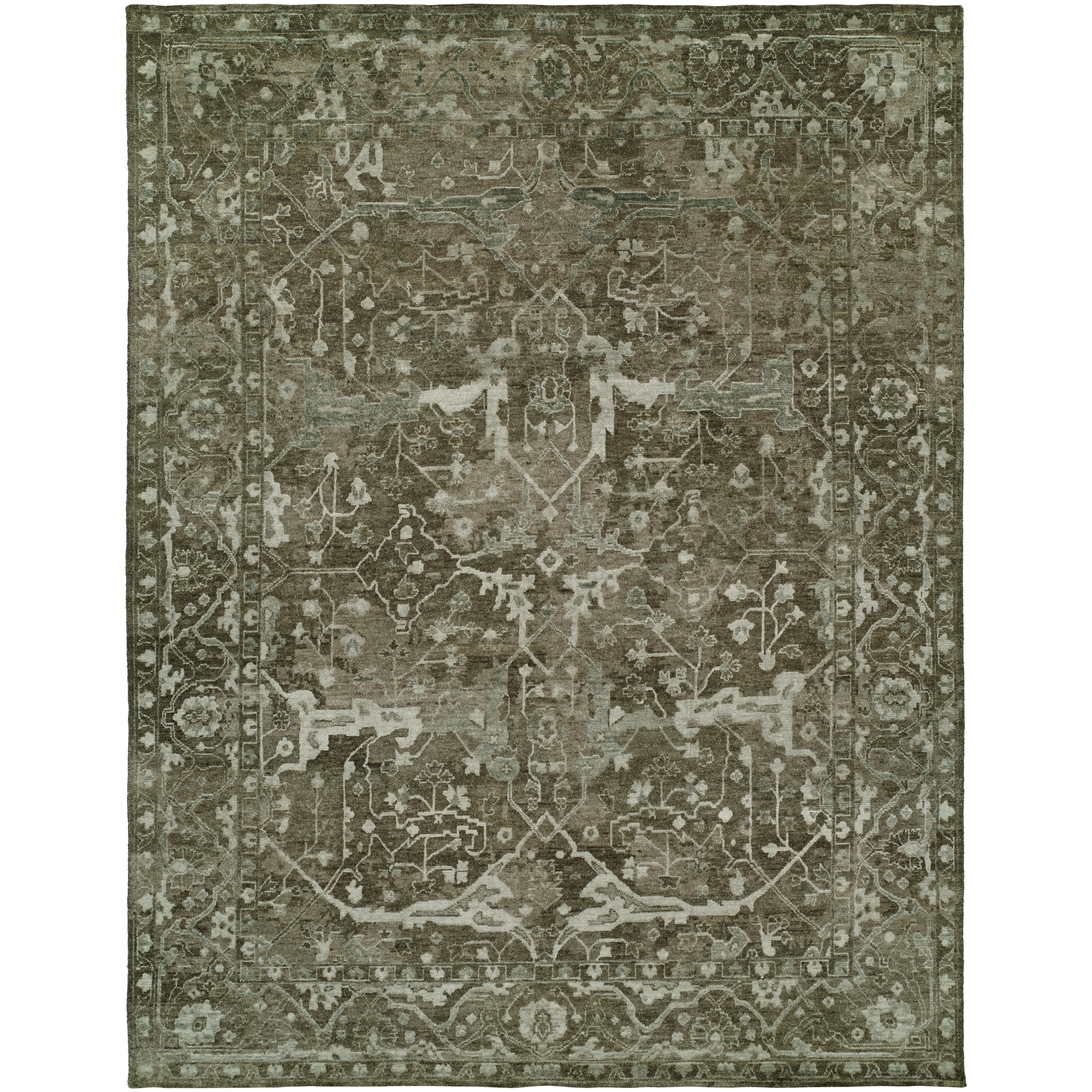 KALATY Modern Grey Hand-Knotted Wool & Viscose Area Rug