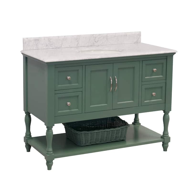 KitchenBathCollection Beverly 48" BathroomVanity w/ Carrara Marble Top