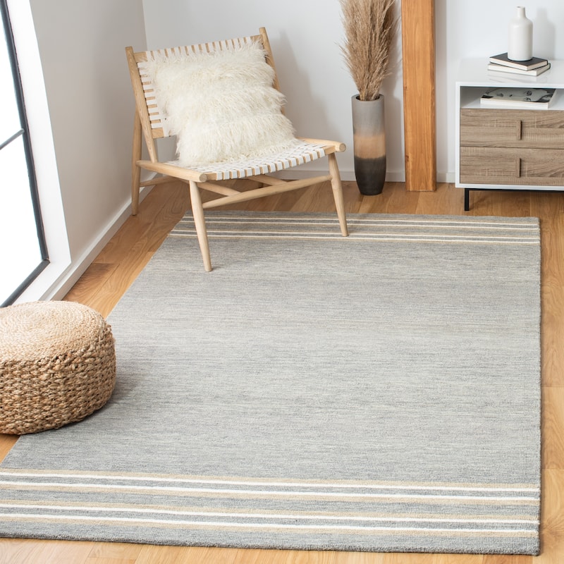SAFAVIEH Handmade Metro Toril Stripe Wool Rug - 3' x 5' - Grey/Brown