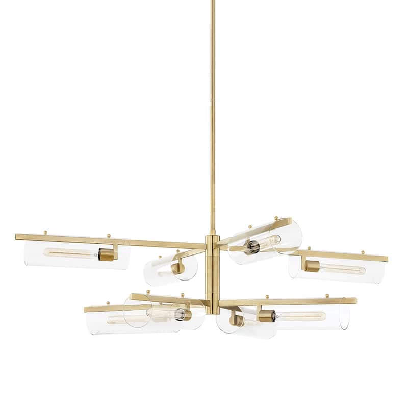 Mitzi by Hudson Valley Lighting Ariel 8-light Aged Brass Chandelier, Clear Glass