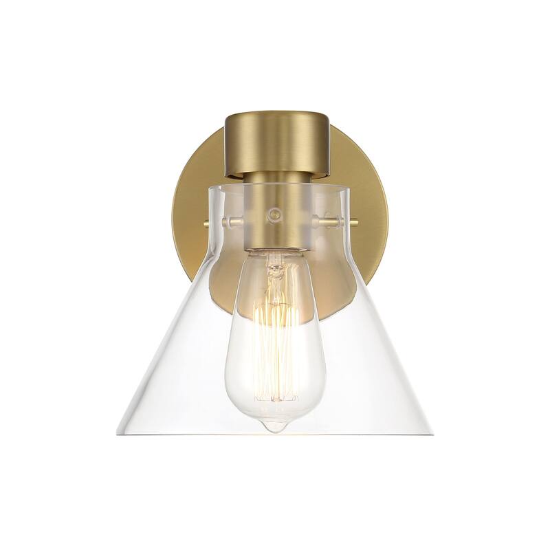 Willow Creek 7.5 in. 1-Light Brushed Gold Contemporary Wall Sconce Light