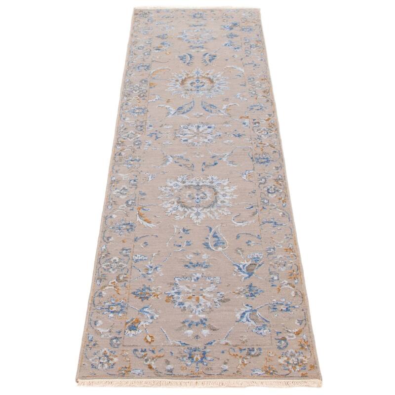 ECARPETGALLERY Hand-knotted Heritage Grey Silk, Wool Rug - 2'7 x 10'0