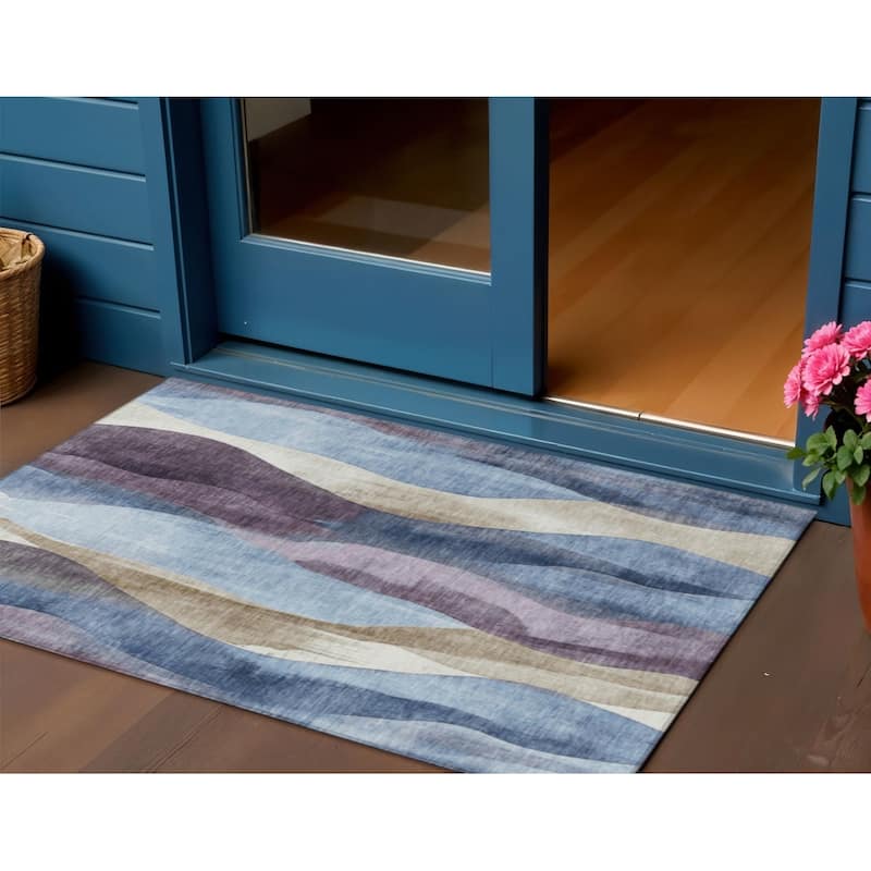 HomeRoots Abstract Transitional Rectangle Outdoor Rug