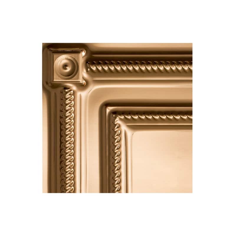 FASÄDE Coffer Decorative Vinyl 2ft x 2ft Lay in Ceiling Panel in Polished Copper (5 Pack) - 12in x 12in Sample - Polished Copper