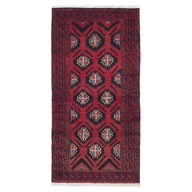 ECARPETGALLERY Hand-knotted Baluch Red Wool Rug - 3'0 x 6'0