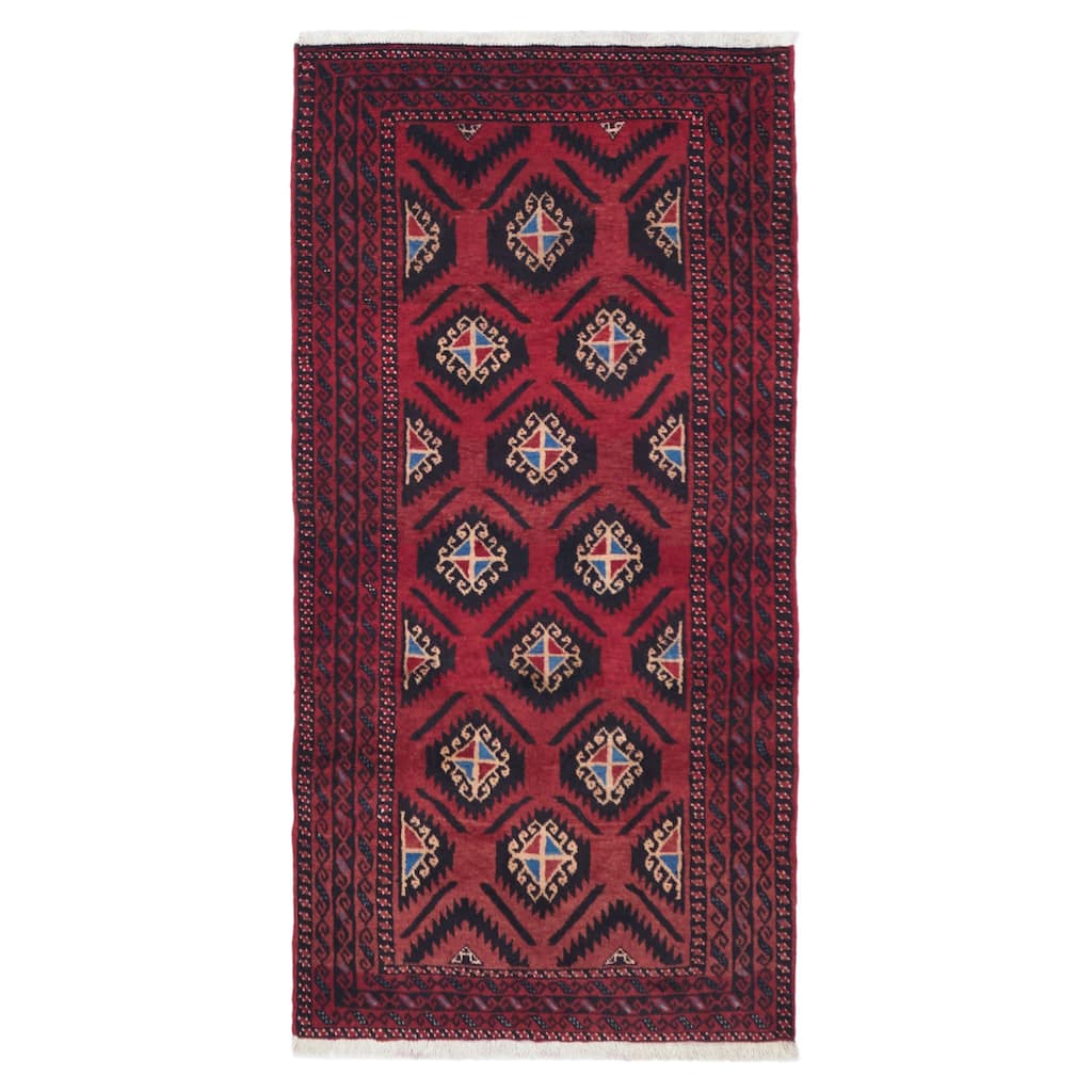ECARPETGALLERY Hand-knotted Baluch Red Wool Rug - 3'0 x 6'0