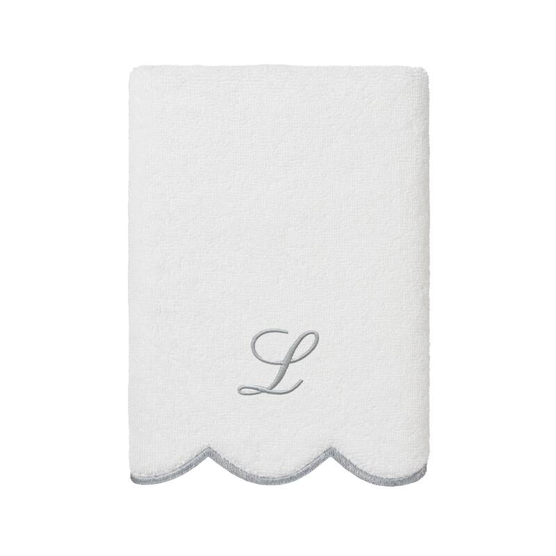 Authentic Hotel and Spa 100% Turkish Cotton Grey ADORNIA Scallop Personalized 3 Piece Towel Set - 3 Piece Set