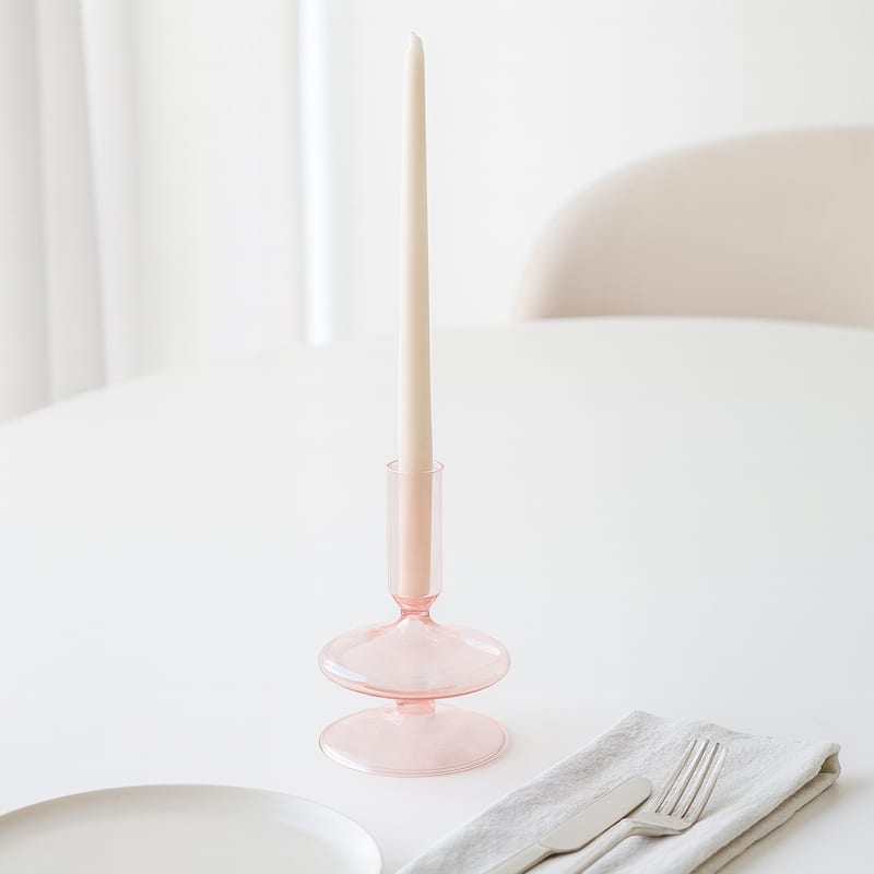 Sculptural Glass Candle Holder with Rounded Accent Base - Modern Tabletop Candle Holder for Any Room