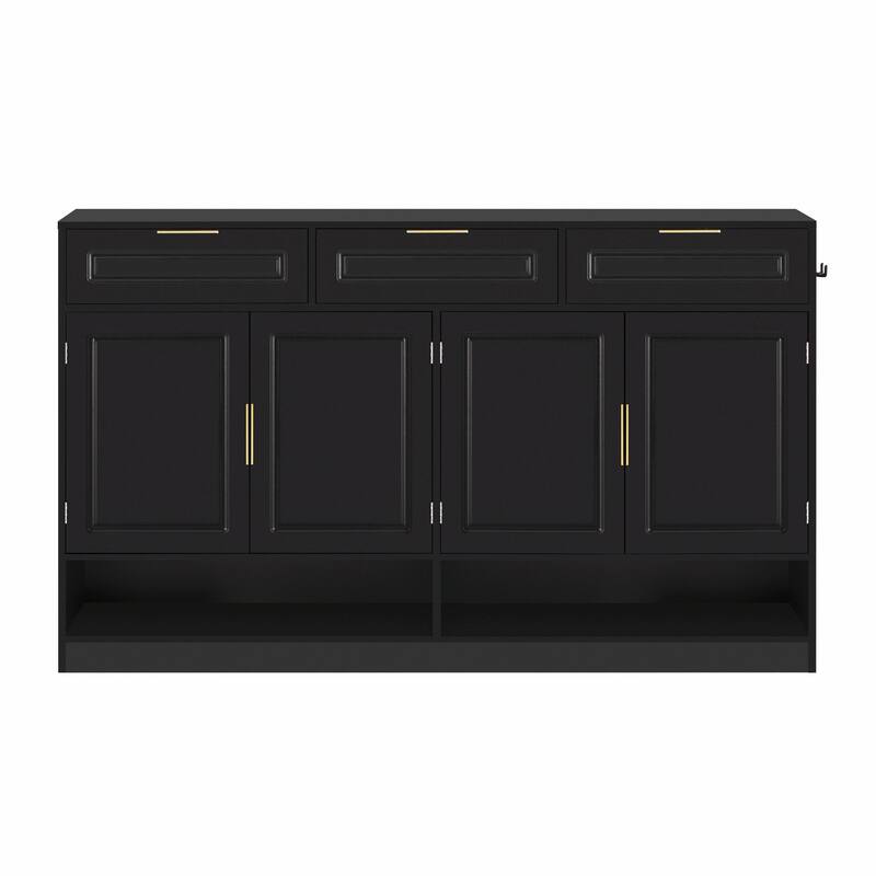 59.1" Multi-Functional Storage Buffet with Adjustable Shelf and Open Storage Compartments