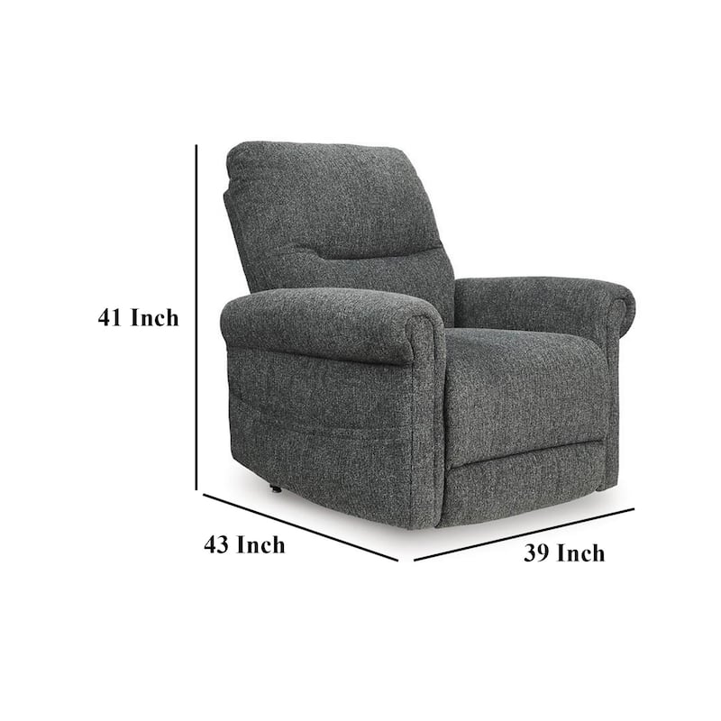 Auro Power Lift Recliner Chair, Heat, Massage, 39 Inch, Gray Polyester