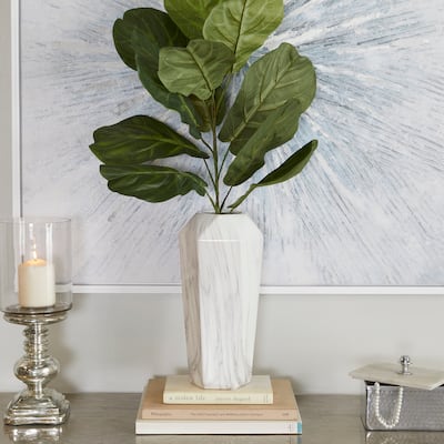 White Ceramic Faux Marble Decorative Vase