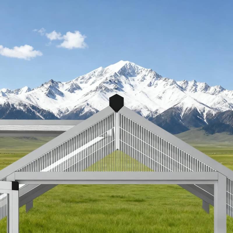 GDFStudio - Outdoor 4'x6' Aluminum Frame Walk-in Winter Greenhouse with Vent & Rain Gutters - Silver