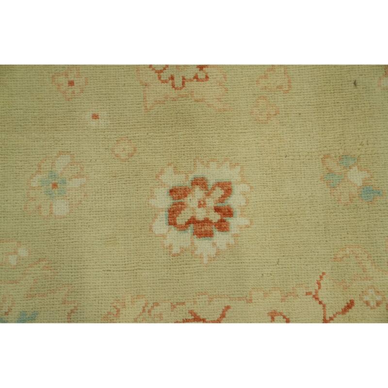 Handmade Wool Oushak Turkish Area Rug, Floral Geometric Carpet - 9' 10'' X 8' 0''