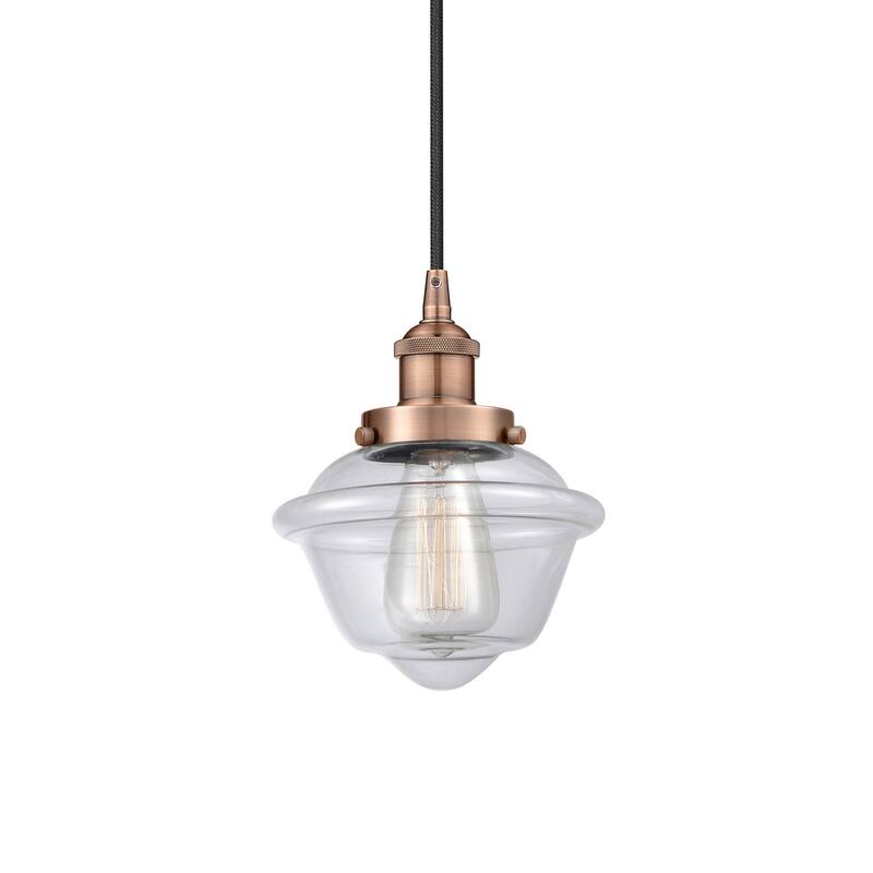 Innovations Lighting 616-1PH-10-8 Oxford Pendant Oxford 8" Wide Mini - Antique Copper / Clear