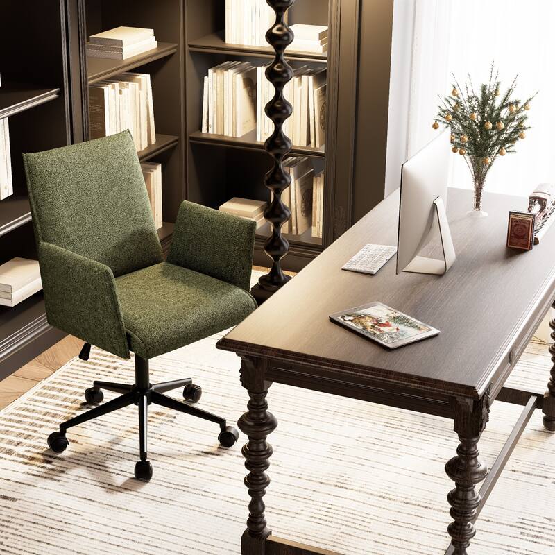 Upholstered Fabric Swivel Task Chair, Office Chair with Wheels
