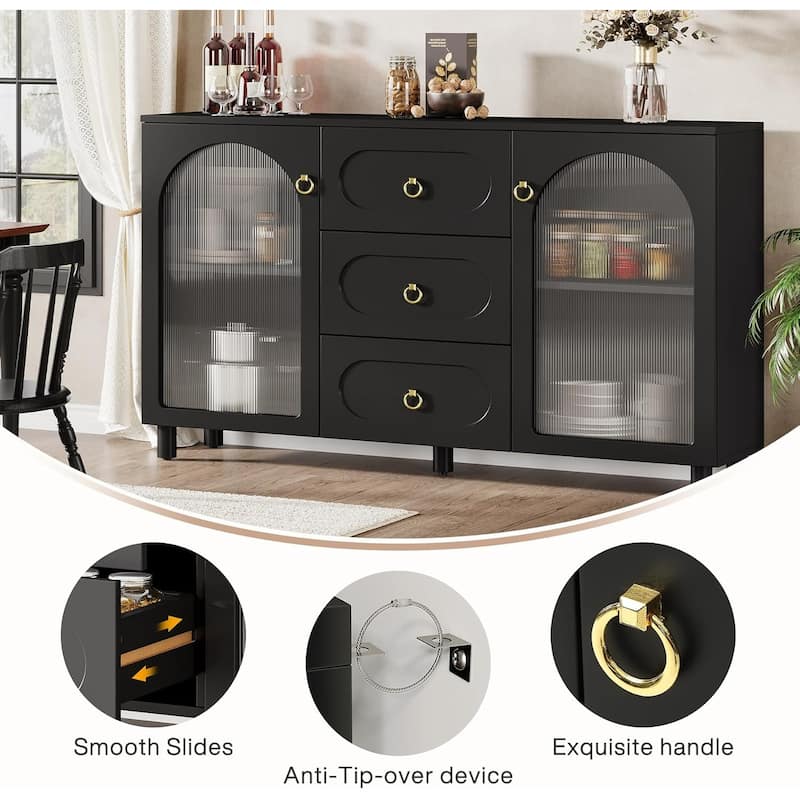 59" Modern Sideboard Buffet Cabinet with Storage for Kitchen, Living Room, Black